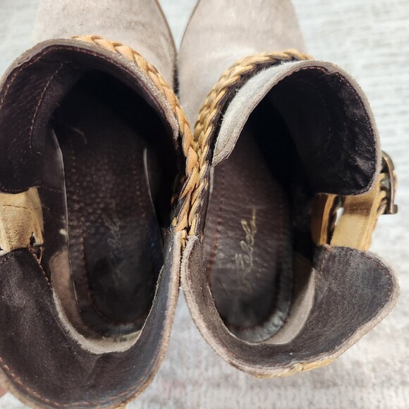 Rebels Calista Suede Leather Braided Buckles Ankle Booties Boots Gray, size 8.5 - Picture 8 of 12